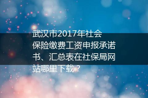 武汉市2017年社会保险缴费工资申报承诺书、汇总表在社保局网站哪里下载？