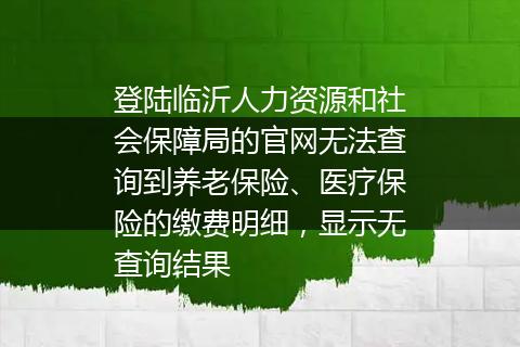 登陆临沂人力资源和社会保障局的官网无法查询到养老保险、医疗保险的缴费明细，显示无查询结果