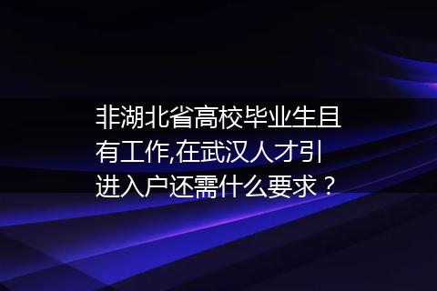 非湖北省高校毕业生且有工作,在武汉人才引进入户还需什么要求？