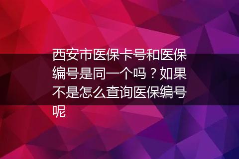 西安市医保卡号和医保编号是同一个吗？如果不是怎么查询医保编号呢