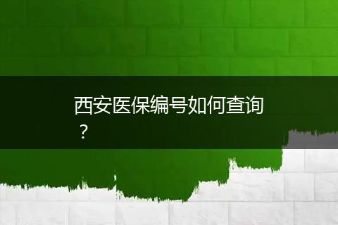 西安医保编号如何查询？