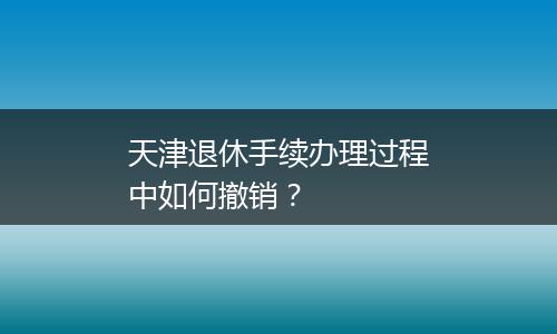 天津退休手续办理过程中如何撤销？