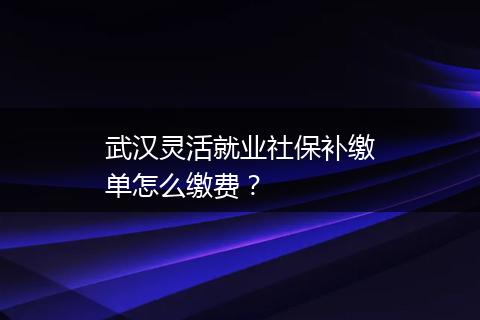 武汉灵活就业社保补缴单怎么缴费？