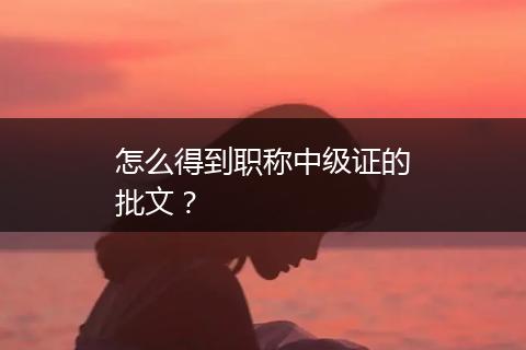 怎么得到职称中级证的批文？