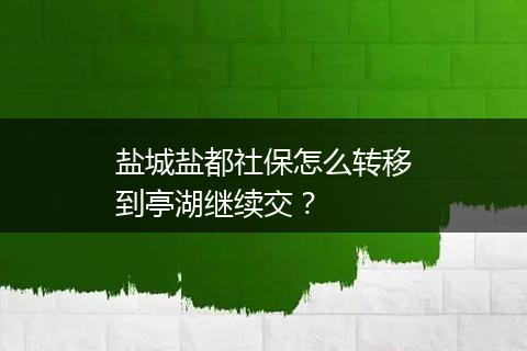 盐城盐都社保怎么转移到亭湖继续交？