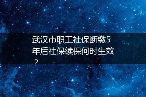 武汉市职工社保断缴5年后社保续保何时生效？