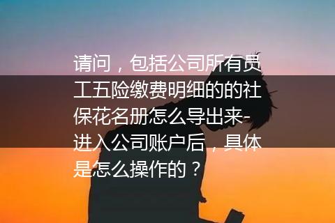 请问，包括公司所有员工五险缴费明细的的社保花名册怎么导出来-进入公司账户后，具体是怎么操作的？