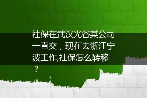 社保在武汉光谷某公司一直交，现在去浙江宁波工作,社保怎么转移？