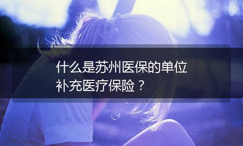 什么是苏州医保的单位补充医疗保险？