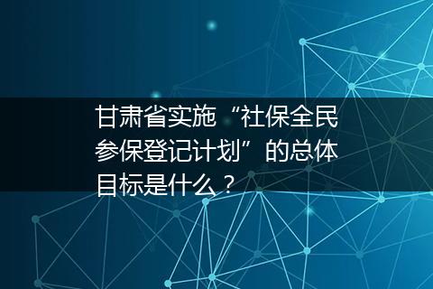 甘肃省实施“社保全民参保登记计划”的总体目标是什么？