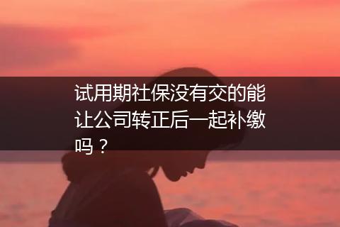 试用期社保没有交的能让公司转正后一起补缴吗？