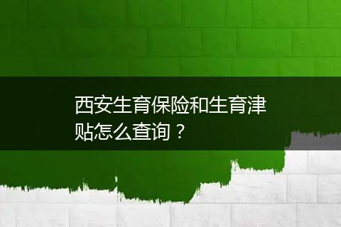 西安生育保险和生育津贴怎么查询？
