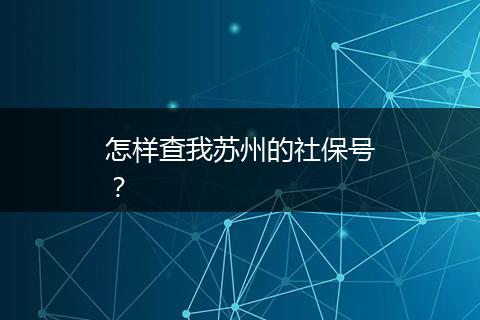 怎样查我苏州的社保号？