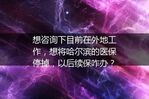 想咨询下目前在外地工作，想将哈尔滨的医保停掉，以后续保咋办？