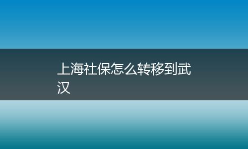 上海社保怎么转移到武汉