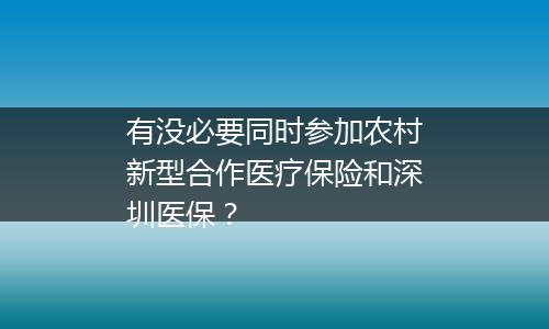 有没必要同时参加农村新型合作医疗保险和深圳医保？