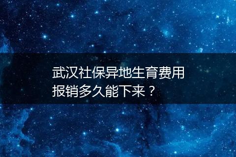 武汉社保异地生育费用报销多久能下来？