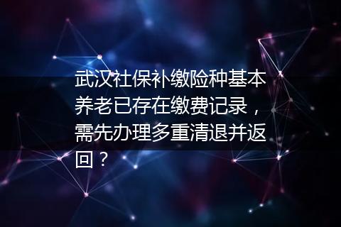 武汉社保补缴险种基本养老已存在缴费记录，需先办理多重清退并返回？