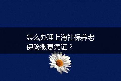 怎么办理上海社保养老保险缴费凭证？