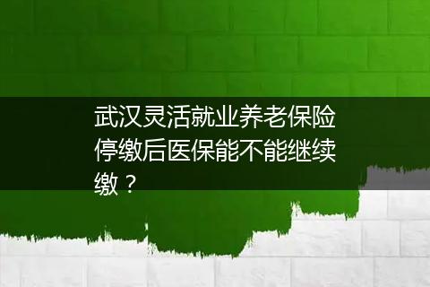 武汉灵活就业养老保险停缴后医保能不能继续缴？