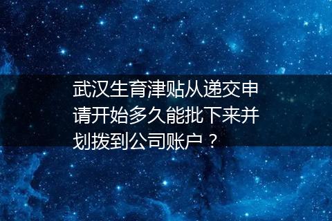 武汉生育津贴从递交申请开始多久能批下来并划拨到公司账户？