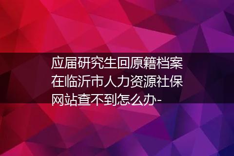 应届研究生回原籍档案在临沂市人力资源社保网站查不到怎么办-