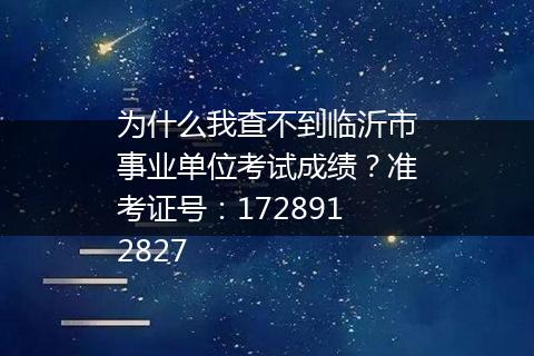 为什么我查不到临沂市事业单位考试成绩？准考证号：1728912827