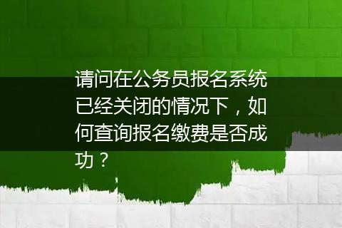 请问在公务员报名系统已经关闭的情况下，如何查询报名缴费是否成功？