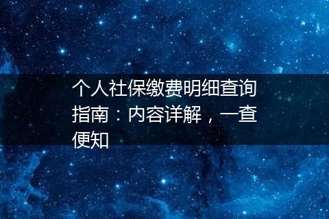 个人社保缴费明细查询指南：内容详解，一查便知