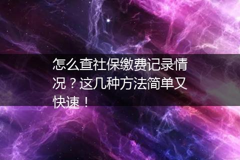 怎么查社保缴费记录情况？这几种方法简单又快速！