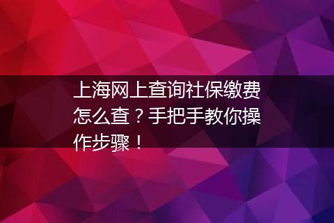 上海网上查询社保缴费怎么查？手把手教你操作步骤！