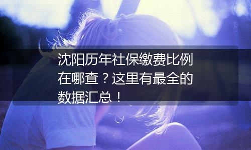 沈阳历年社保缴费比例在哪查？这里有最全的数据汇总！