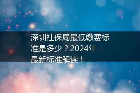 深圳社保局最低缴费标准是多少？2024年最新标准解读！
