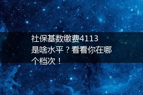 社保基数缴费4113是啥水平？看看你在哪个档次！