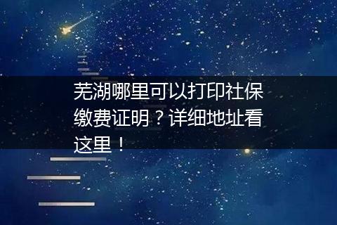 芜湖哪里可以打印社保缴费证明？详细地址看这里！