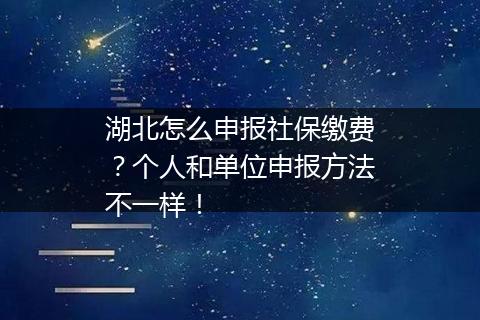 湖北怎么申报社保缴费？个人和单位申报方法不一样！