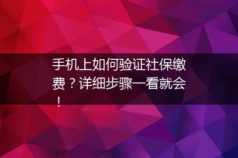 手机上如何验证社保缴费？详细步骤一看就会！