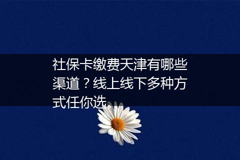 社保卡缴费天津有哪些渠道？线上线下多种方式任你选。