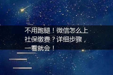 不用跑腿！微信怎么上社保缴费？详细步骤，一看就会！