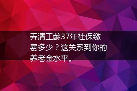 弄清工龄37年社保缴费多少？这关系到你的养老金水平。