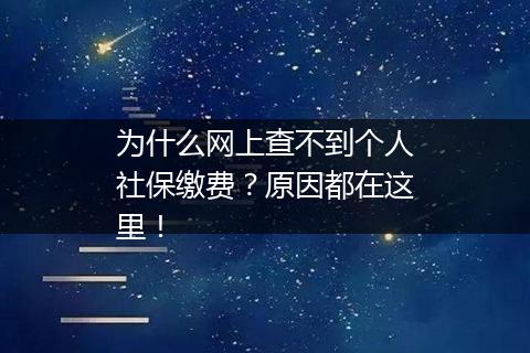 为什么网上查不到个人社保缴费？原因都在这里！