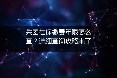 兵团社保缴费年限怎么查？详细查询攻略来了！