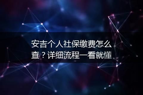 安吉个人社保缴费怎么查？详细流程一看就懂