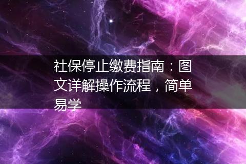 社保停止缴费指南：图文详解操作流程，简单易学