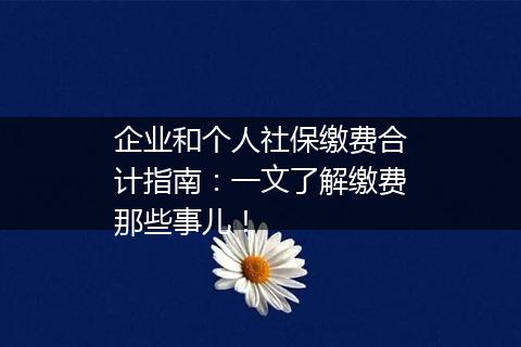 企业和个人社保缴费合计指南：一文了解缴费那些事儿！