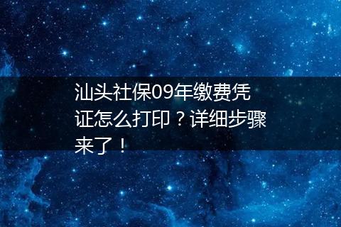 汕头社保09年缴费凭证怎么打印？详细步骤来了！