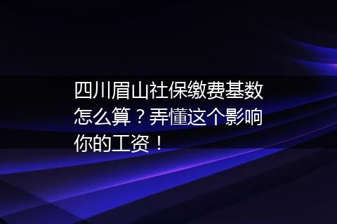 四川眉山社保缴费基数怎么算？弄懂这个影响你的工资！