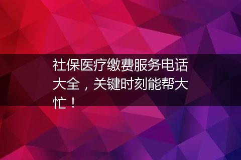 社保医疗缴费服务电话大全，关键时刻能帮大忙！