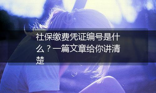 社保缴费凭证编号是什么？一篇文章给你讲清楚
