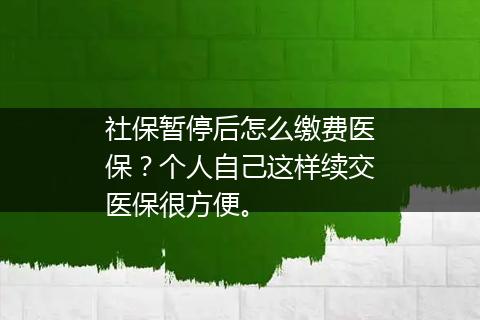 社保暂停后怎么缴费医保？个人自己这样续交医保很方便。
